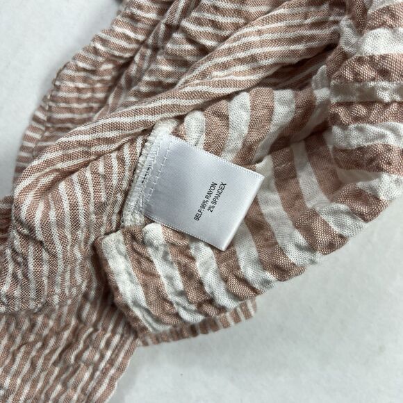 Jane + Delancey Textured Crinkle Button Down Shirt Striped Long Sleeve Coastal S - Picture 8 of 10